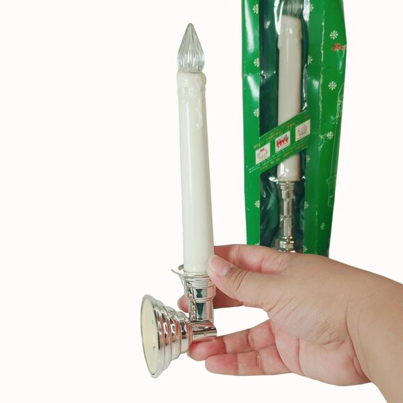 Vintage Holiday Bendable Battery Operated Candlelight Set With Silver Holders - Picture 4 of 5